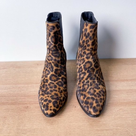 Saint Laurent West Chelsea Leopard Western Ankle Boots Size 38 - Picture 4 of 10
